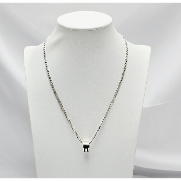 Gucci G Cut Out Round Circle Sterling Silver Charm Pendant Curb Chain Necklace - Picture 3 of 16